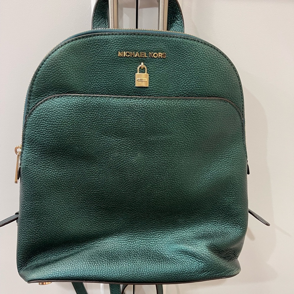 Michael Kors green backpack leather